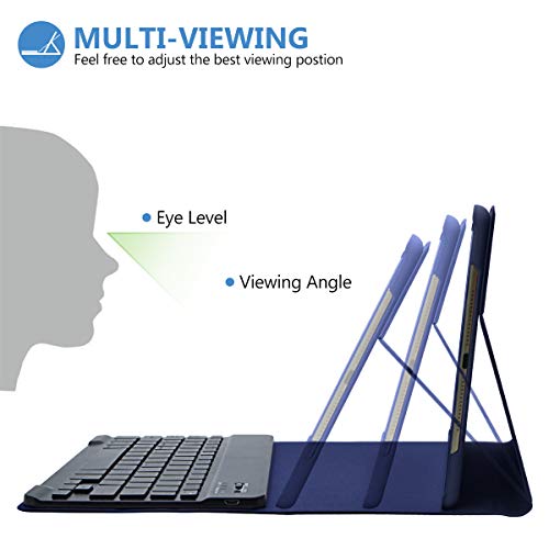 Funda con Teclado iPad 9.7, Funda iPad 2018 con Teclado de 7 Colores Retroiluminado(Incluye Letra Ñ) para iPad 2018/iPad 2017/iPad Pro 9.7/iPad Air 2/1-Teclado Español Bluetooth Inalámbrico(azul)