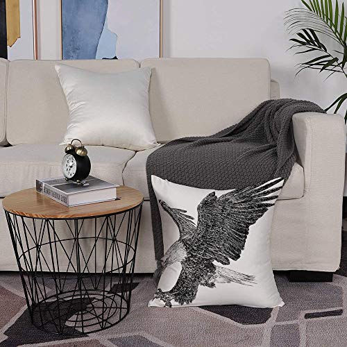 Funda de Cojine con Cremallera Invisible,Animal, Águila calva Swoop Dibujado a m,Protectores de Almohada Sofá Throw Cojín Decoración Almohada Caso de la Cubierta Decorativo para Sala de Estar 50x50 cm