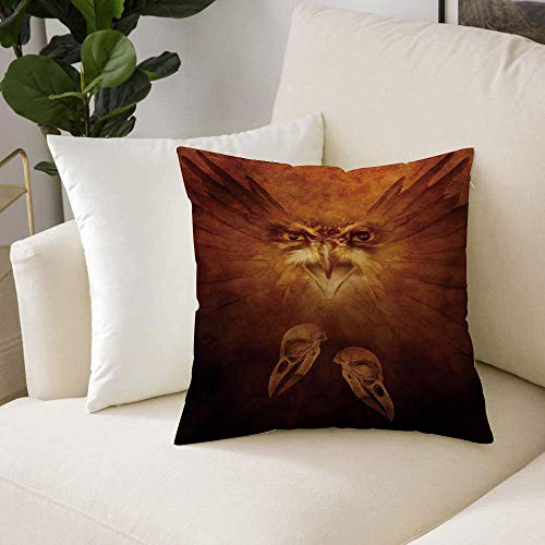 Funda de Cojine con Cremallera Invisible,Decoración de animales, cara de águila ,Protectores de Almohada Sofá Throw Cojín Decoración Almohada Caso de la Cubierta Decorativo para Sala de Estar 50x50 cm