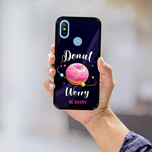 Funda Negra para [ Xiaomi Mi A2 - Mi 6X ] diseño [ Buñuelo Divertido - Donut Worry, be Happy ] Carcasa Silicona Flexible TPU