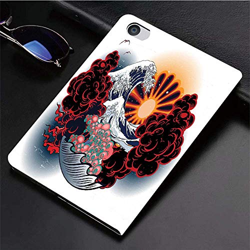 Funda para iPad (9,7 Pulgadas, 2018/2017 Modelo, 6ª / 5ª generación), Decoración de tatuajes, Brave Native American Warrior Chief of Tribe con Nob,Slim PU Protectora Carcasa con con Auto-Sueño/Estela