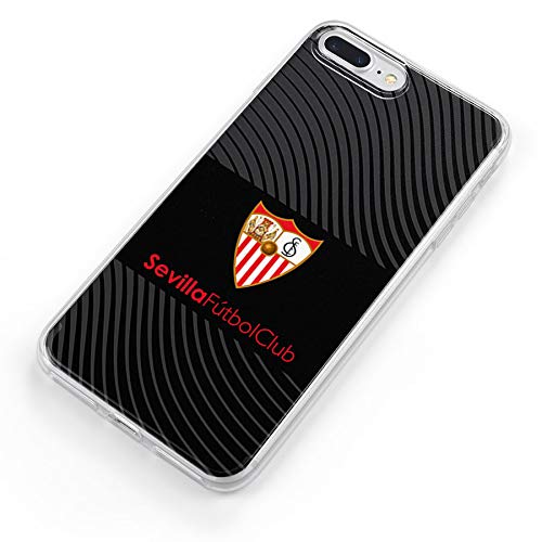 Funda para iPhone 6-6S Oficial del Sevilla FC Sevilla Trama Gris Fondo Negro para Proteger tu móvil. Carcasa para Apple de Silicona Flexible con Licencia Oficial del Sevilla FC.