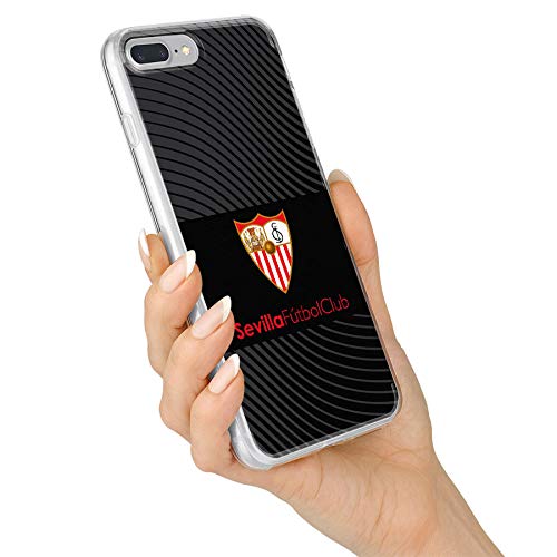 Funda para iPhone 6-6S Oficial del Sevilla FC Sevilla Trama Gris Fondo Negro para Proteger tu móvil. Carcasa para Apple de Silicona Flexible con Licencia Oficial del Sevilla FC.