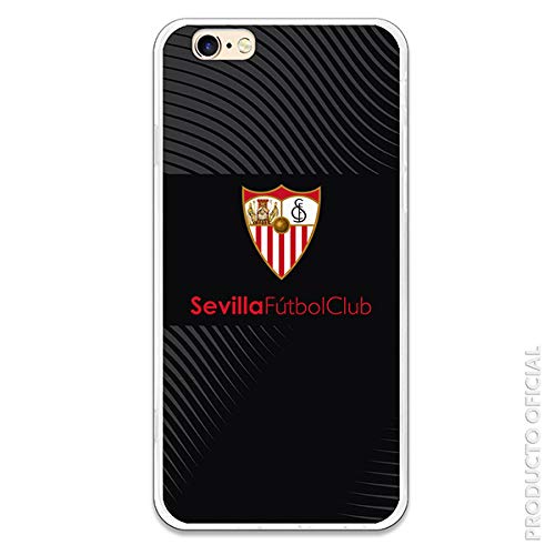 Funda para iPhone 6-6S Oficial del Sevilla FC Sevilla Trama Gris Fondo Negro para Proteger tu móvil. Carcasa para Apple de Silicona Flexible con Licencia Oficial del Sevilla FC.