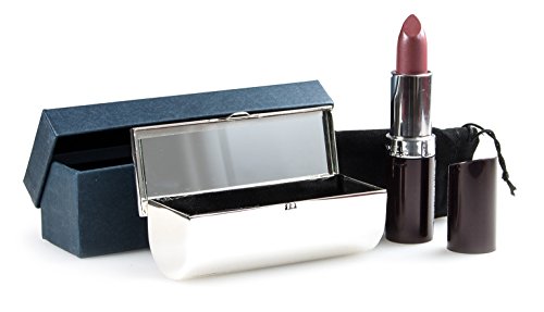 Funda para pintalabios personalizable, color plateado con bolsa de terciopelo y caja de regalo, grabado con texto personalizado