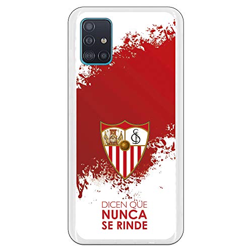 Funda para Samsung Galaxy A51 Oficial del Sevilla FC Sevilla Dicen Que Nunca se Rinde para Proteger tu móvil. Carcasa para Samsung de Silicona Flexible con Licencia Oficial del Sevilla FC.