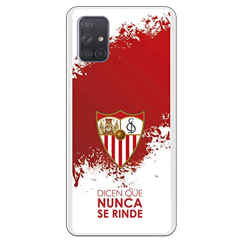 Funda para Samsung Galaxy A71 Oficial del Sevilla FC Sevilla Dicen Que Nunca se Rinde para Proteger tu móvil. Carcasa para Samsung de Silicona Flexible con Licencia Oficial del Sevilla FC.