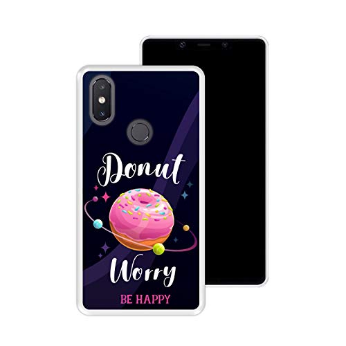 Funda Transparente para [ Xiaomi Mi 8 SE ] diseño [ Buñuelo Divertido - Donut Worry, be Happy ] Carcasa Silicona Flexible TPU