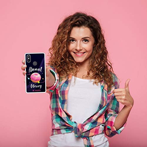 Funda Transparente para [ Xiaomi Mi 8 SE ] diseño [ Buñuelo Divertido - Donut Worry, be Happy ] Carcasa Silicona Flexible TPU