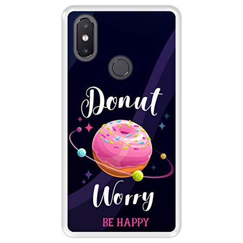 Funda Transparente para [ Xiaomi Mi 8 SE ] diseño [ Buñuelo Divertido - Donut Worry, be Happy ] Carcasa Silicona Flexible TPU