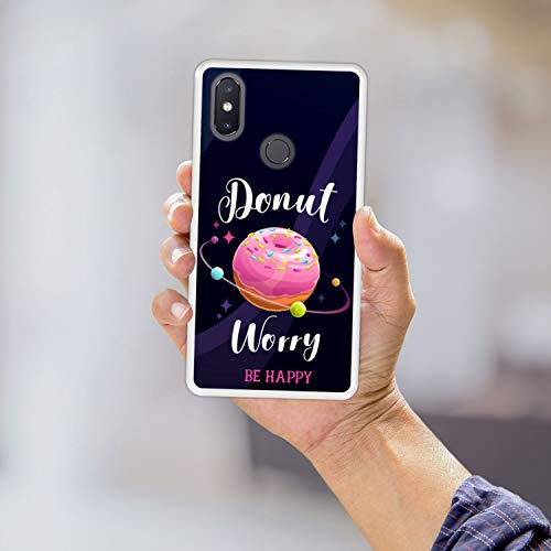 Funda Transparente para [ Xiaomi Mi 8 SE ] diseño [ Buñuelo Divertido - Donut Worry, be Happy ] Carcasa Silicona Flexible TPU