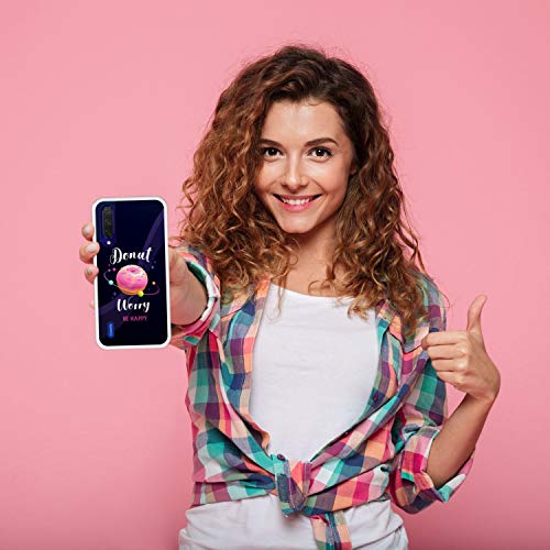 Funda Transparente para [ Xiaomi Mi 9 Lite ] diseño [ Buñuelo Divertido - Donut Worry, be Happy ] Carcasa Silicona Flexible TPU
