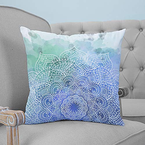 Fundas de almohada decorativas estilo bohemio mandala morado/verde ultra suave funda de cojín cuadrada cómoda para sofá dormitorio, peluche corto, Dibujos animados Plant4wrs1062, 18" x 18"=45 x 45cm