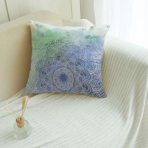 Fundas de almohada decorativas estilo bohemio mandala morado/verde ultra suave funda de cojín cuadrada cómoda para sofá dormitorio, peluche corto, Dibujos animados Plant4wrs1062, 18" x 18"=45 x 45cm