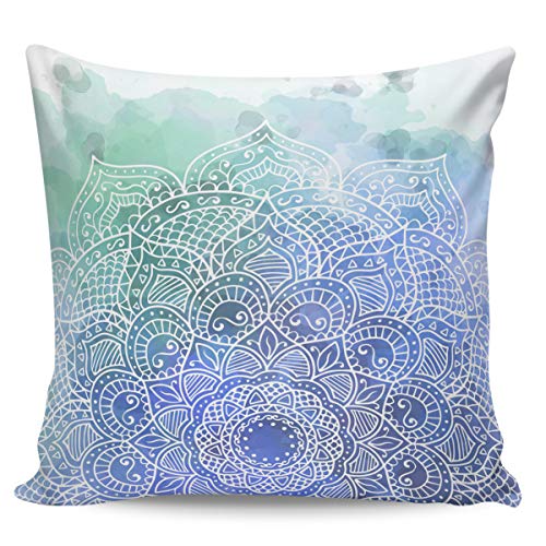 Fundas de almohada decorativas estilo bohemio mandala morado/verde ultra suave funda de cojín cuadrada cómoda para sofá dormitorio, peluche corto, Dibujos animados Plant4wrs1062, 18" x 18"=45 x 45cm