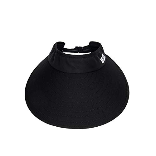 Funhoo Señoras Sombrero para el Sol Mujeres de ala Grande Visera Protectora Empaquetable de Viaje de Verano Pliegue Enrollable Gorra de Playa solares Ajustables con Diadema (Negro)