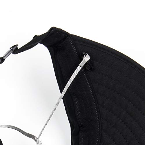 Funhoo Señoras Sombrero para el Sol Mujeres de ala Grande Visera Protectora Empaquetable de Viaje de Verano Pliegue Enrollable Gorra de Playa solares Ajustables con Diadema (Negro)