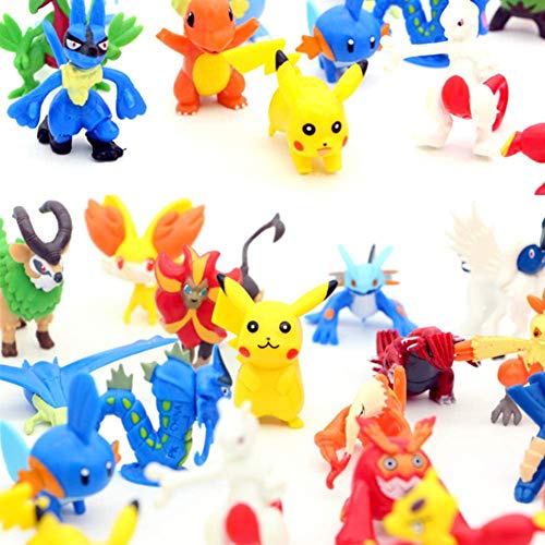 Funmo - 24 Piezas Pokemon Pikachu Monstruo, Pokemon Pikachu Monstruo Mini Figuras de plástico tamaño pequeño Regalo