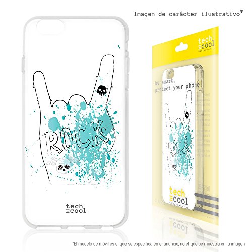 Funnytech® Funda Silicona para iPhone 7 Plus [Gel Silicona Flexible [Ultra Slim 1,5mm-Gran Resistencia] [Diseño Exclusivo, Impresión Alta Definición] [Let´s Rock and Roll Bandas Fondo Blanco]