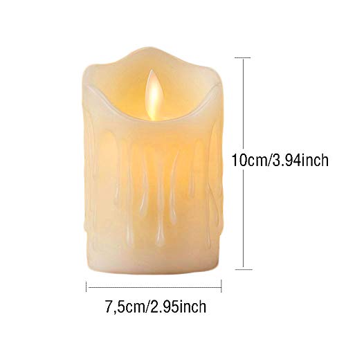 furein Velas LED DE Cera AUTÉNTICA, con Llama LED, Color Natural de la Cera, decoración hogar, Restaurante, Oficina, despacho, Ambiente romántico y cálido, sin Llama Real, Segura (7.5x10cm)