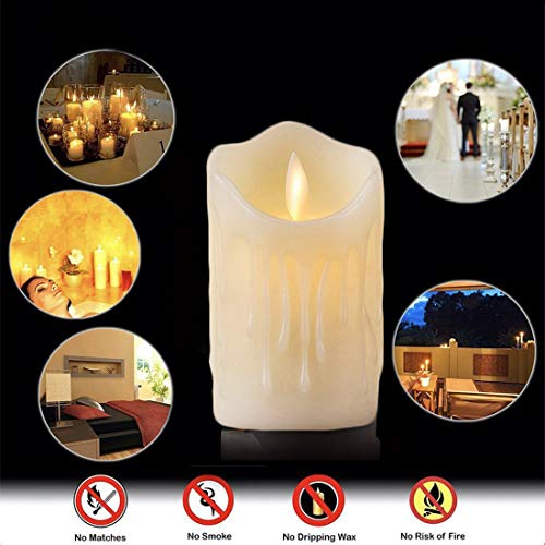 furein Velas LED DE Cera AUTÉNTICA, con Llama LED, Color Natural de la Cera, decoración hogar, Restaurante, Oficina, despacho, Ambiente romántico y cálido, sin Llama Real, Segura (7.5x10cm)