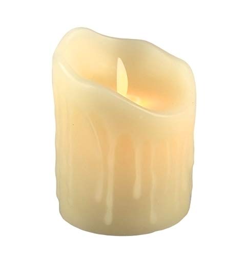 furein Velas LED DE Cera AUTÉNTICA, con Llama LED, Color Natural de la Cera, decoración hogar, Restaurante, Oficina, despacho, Ambiente romántico y cálido, sin Llama Real, Segura (7.5x10cm)