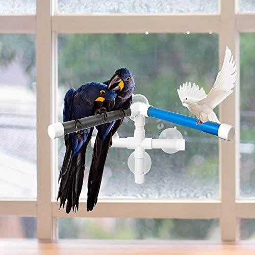 FurPaw Perchas Pájaros, Loros Plástico Columpio Plataforma para Ducha Juguestes Pajaros Mascotas Perchas con 4 Ventosas