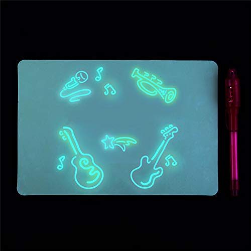 FuYouTa Tablero de Dibujo Ligero Tablero de Dibujo Luminoso Tablero de Escritura con el Juguete Educativo Magic Pen Dibuja con Light Fun y desarrolla Toy Magic Light Drawing