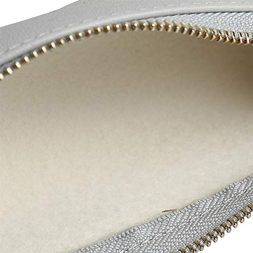 Fyore - Estuche de piel de lujo, diseño delgado con cremallera metálica, tamaño de bolsillo para bolígrafo y brocha de maquillaje, color gris 20*5*4.4cm