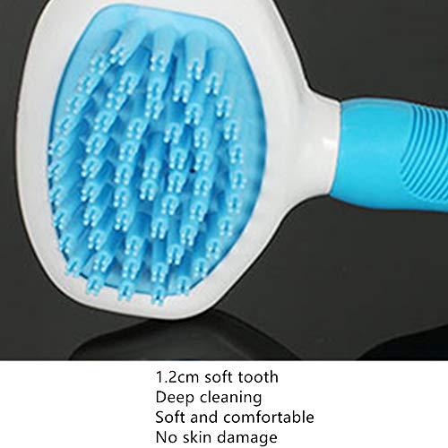 FZQ Cepillo de Masaje para Mascotas Material de TPE/PP Silicona y Mango Antideslizante Cepillo de Limpieza Se Siente cómodo sin daños en la Piel para Perros y Gatos Herramientas de peluquería,Blue,S
