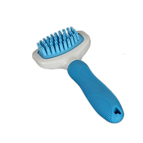 FZQ Cepillo de Masaje para Mascotas Material de TPE/PP Silicona y Mango Antideslizante Cepillo de Limpieza Se Siente cómodo sin daños en la Piel para Perros y Gatos Herramientas de peluquería,Blue,S