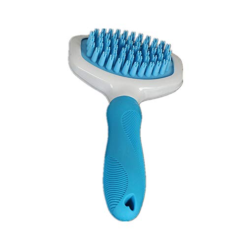 FZQ Cepillo de Masaje para Mascotas Material de TPE/PP Silicona y Mango Antideslizante Cepillo de Limpieza Se Siente cómodo sin daños en la Piel para Perros y Gatos Herramientas de peluquería,Blue,L