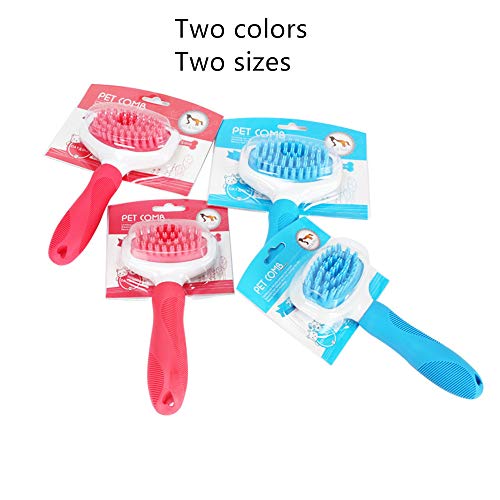 FZQ Cepillo de Masaje para Mascotas Material de TPE/PP Silicona y Mango Antideslizante Cepillo de Limpieza Se Siente cómodo sin daños en la Piel para Perros y Gatos Herramientas de peluquería,Blue,L