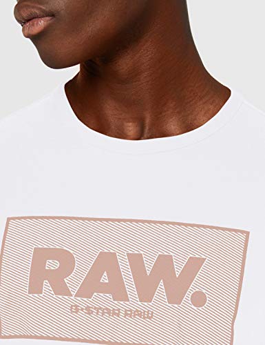 G-STAR RAW Boxed Straight Fit Camiseta, Blanco (White 336-110), L para Hombre