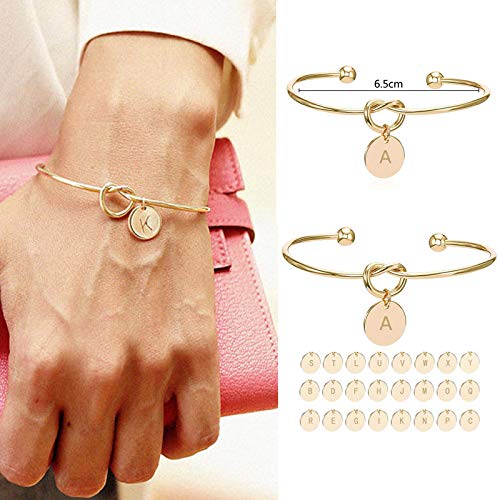 Gaddrt - Pulsera de Cuentas de 26 Letras para Mujer, Estilo Europeo con Forma de corazón, de Metal, Simple, Anudado, para Fiestas, Elegantes, Accesorios de joyería de Regalo, P