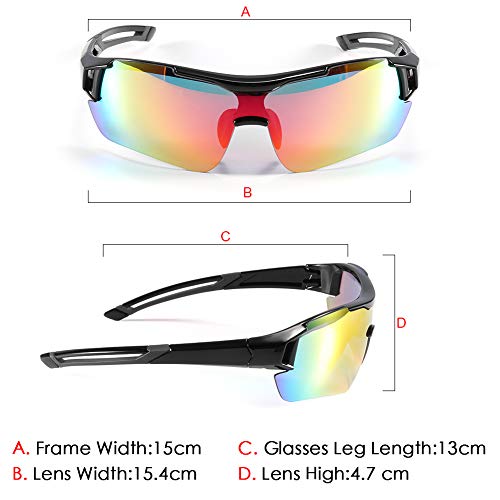 Gafas de Sol Deportivas,CrazyFire UV 400 Protección Gafas Deportivas Polarizadas con 5 Set De Lentes Intercambiables para Hombre Mujer