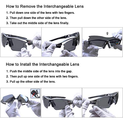 Gafas de Sol Deportivas,CrazyFire UV 400 Protección Gafas Deportivas Polarizadas con 5 Set De Lentes Intercambiables para Hombre Mujer