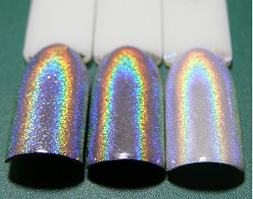 Galaxy Beauty - Polvo holográfico para uñas de arcoíris, 1 g, con efecto láser, color plateado y cromado