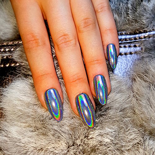 Galaxy Beauty - Polvo holográfico para uñas de arcoíris, 1 g, con efecto láser, color plateado y cromado