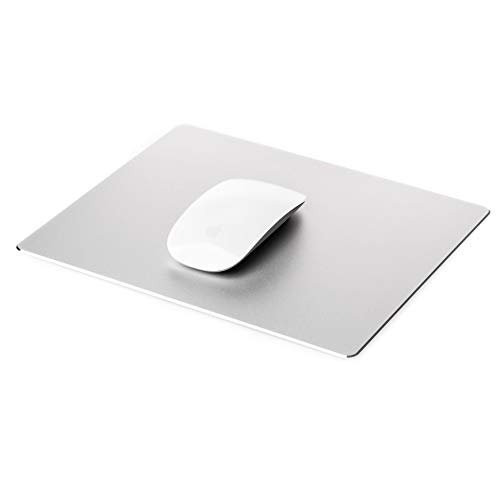 Gaming Mouse Pad Mat with Non Slip Rubber Base & Frosted Surface For Apple Macbook iMac Computer and Laptops - Aluminium Silver