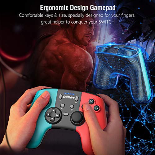 Gamory Mando para Nintendo Switch,Mando Pro Controller Mando pc Inalambrico,Bluetooth Inalámbricos pro Nintendo Switch Gamepad controlador con Turbo Dual Shock Gyro Axi ajustable