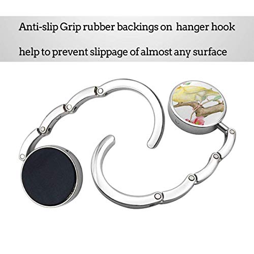 Gancho para Bolso Plegable para Colgar Bolsos, Rosa Agua vintageColor Canario en Rama de árbol floreciente Blanco Amarillo Aniversario