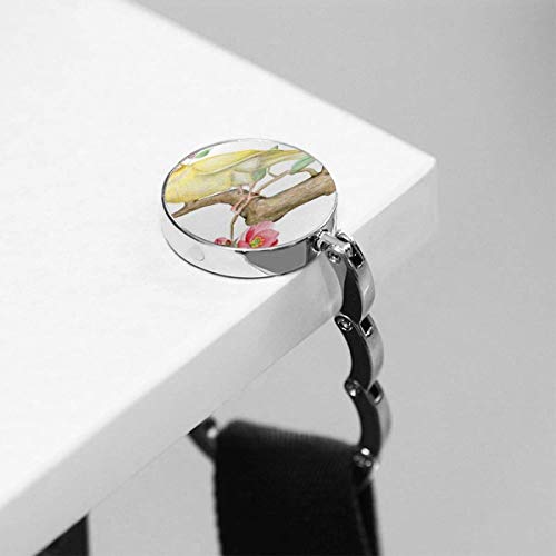 Gancho para Bolso Plegable para Colgar Bolsos, Rosa Agua vintageColor Canario en Rama de árbol floreciente Blanco Amarillo Aniversario