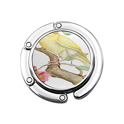 Gancho para Bolso Plegable para Colgar Bolsos, Rosa Agua vintageColor Canario en Rama de árbol floreciente Blanco Amarillo Aniversario