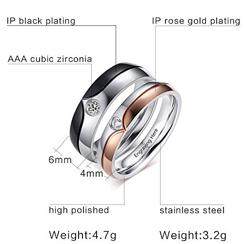 Gaosh Anillo de acero inoxidable con grabado personalizado y piedra de nacimiento simulada para hombres Anillos de boda para mujeres Anillos de eternidad Parejas casadas Él y ella (Mujer, 7)