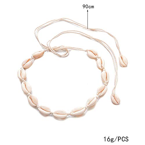 Gargantilla de conchas naturales hecha a mano, con conchas de cauri de Hawaii, collar ajustable para mujeres y niñas, 2 unidades