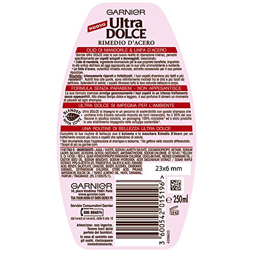 Garnier Ultra Dolce - Bálsamo reparador intenso al arce, 200 ml Champú