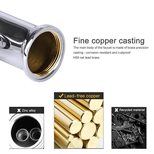 GAVAER Grifo Cocina, Giratorio a 360° Grifo de Cocina, Mango único Grifo Fregadero(Agua Fría y Caliente Disponible), Válvula de Cerámica, Acabado Cromado, Anticorrosión Anti-óxido.