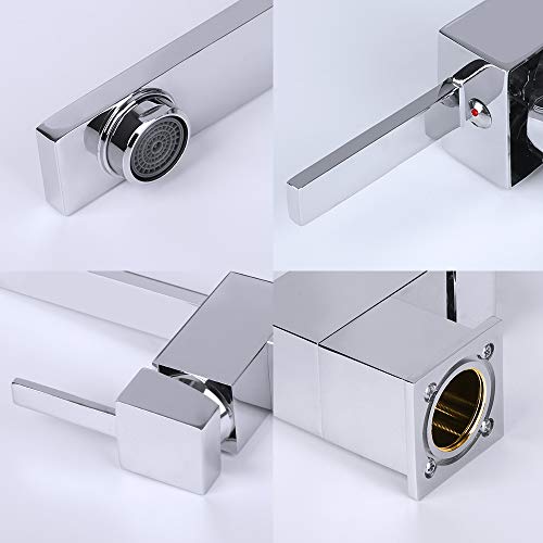 GAVAER Grifo de Cocina, Diseño Vertical Giratorio a 360° Grifo Cocina, Extraible Rociador Grifo Cocina, Frío y Calor Disponibles, Acabado Cromado, Anticorrosión Anti-óxido.