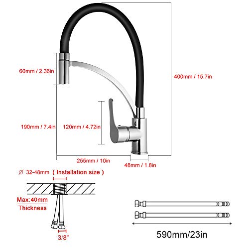 GAVAER Grifo de Cocina, Silicona de Grado Alimenticio Giratorio a 360°, Extraible Rociador Grifo Cocina, Frío y Calor Disponibles, Latón Grifos Fregadero.